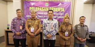 Pj Bupati Tangerang, Dr. Andi Ony saat memberikan sambutan peserta Latihan dasar Kepemimpinan (LDK)